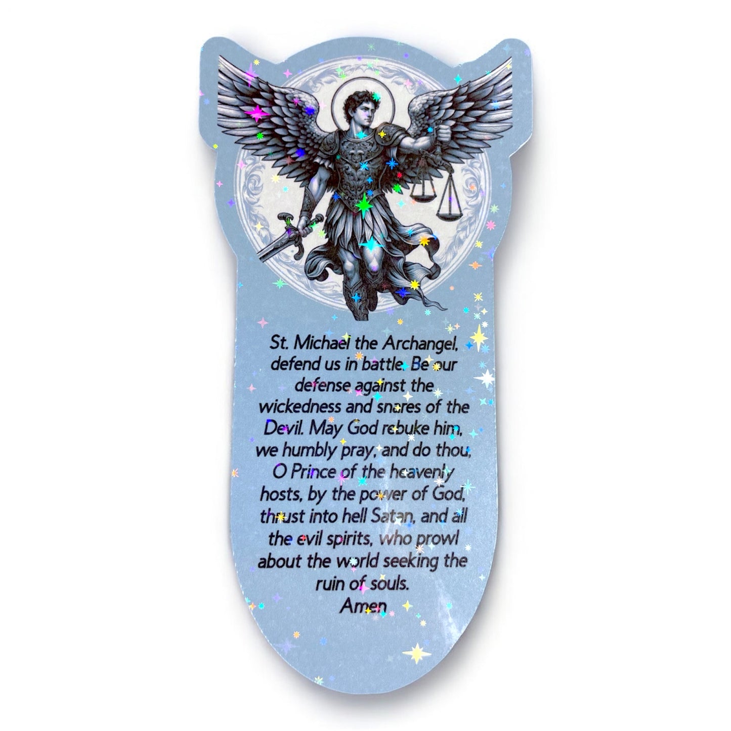 St Michael bookmark with prayer holographic