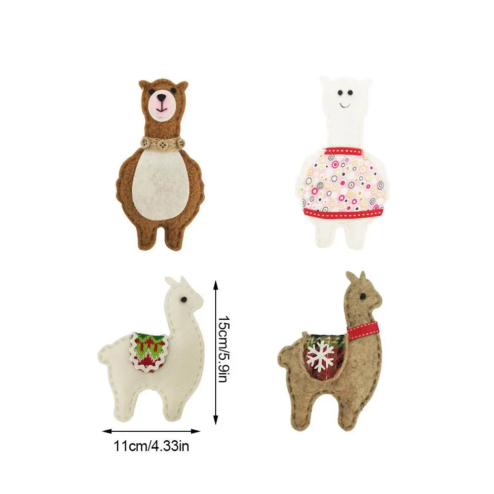 Felt Christmas Alpaca Ornament Set of 4