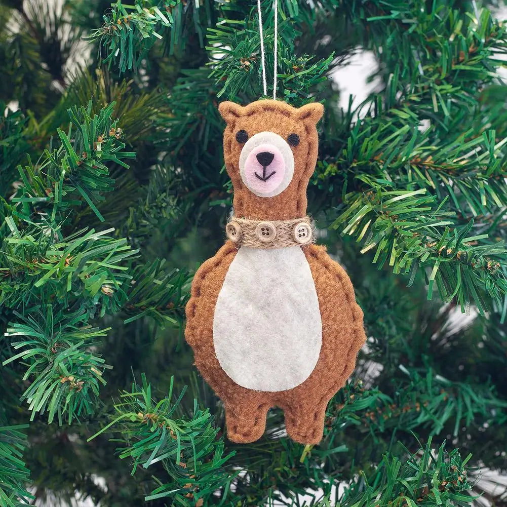 Felt Christmas Alpaca Ornament Set of 4