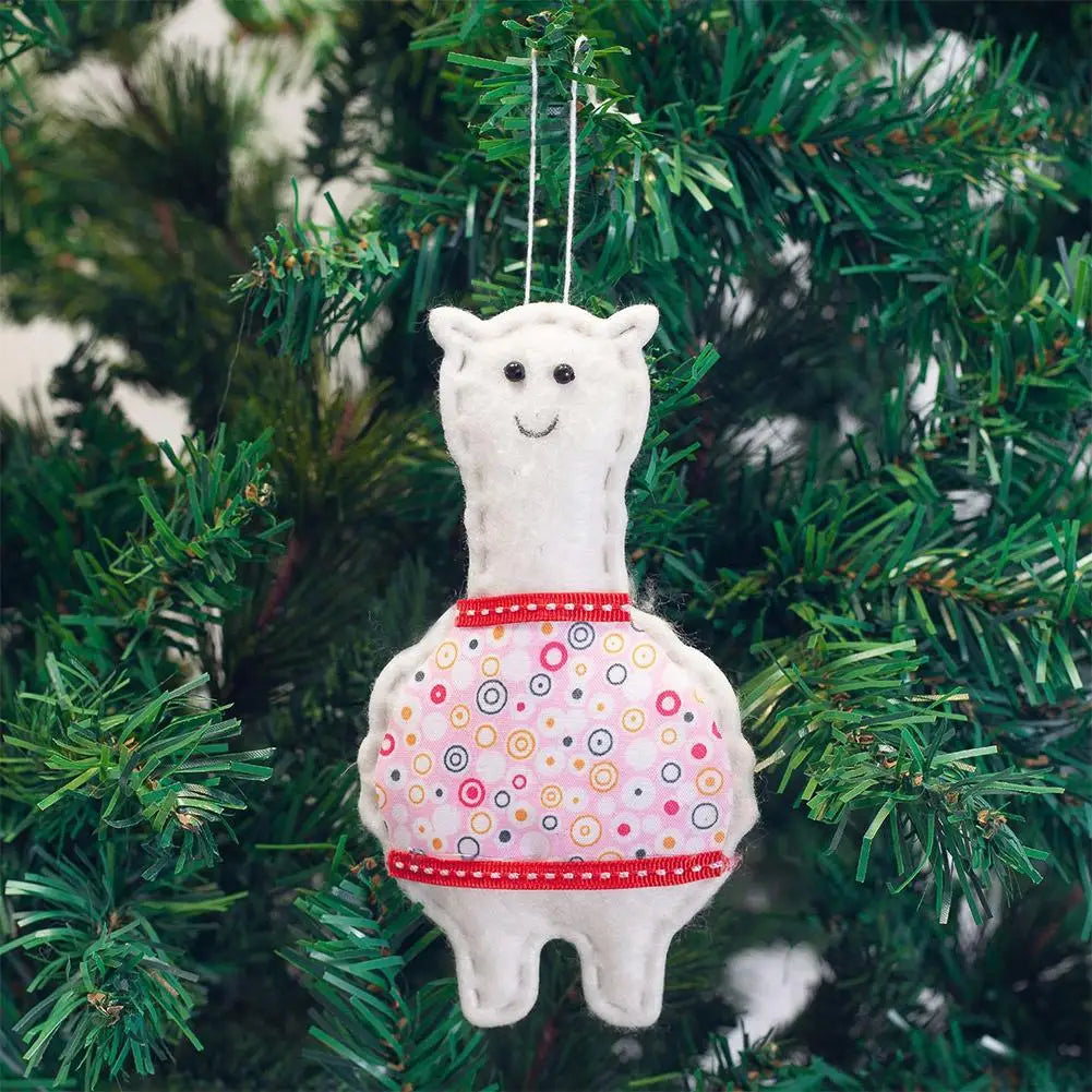 Felt Christmas Alpaca Ornament Set of 4