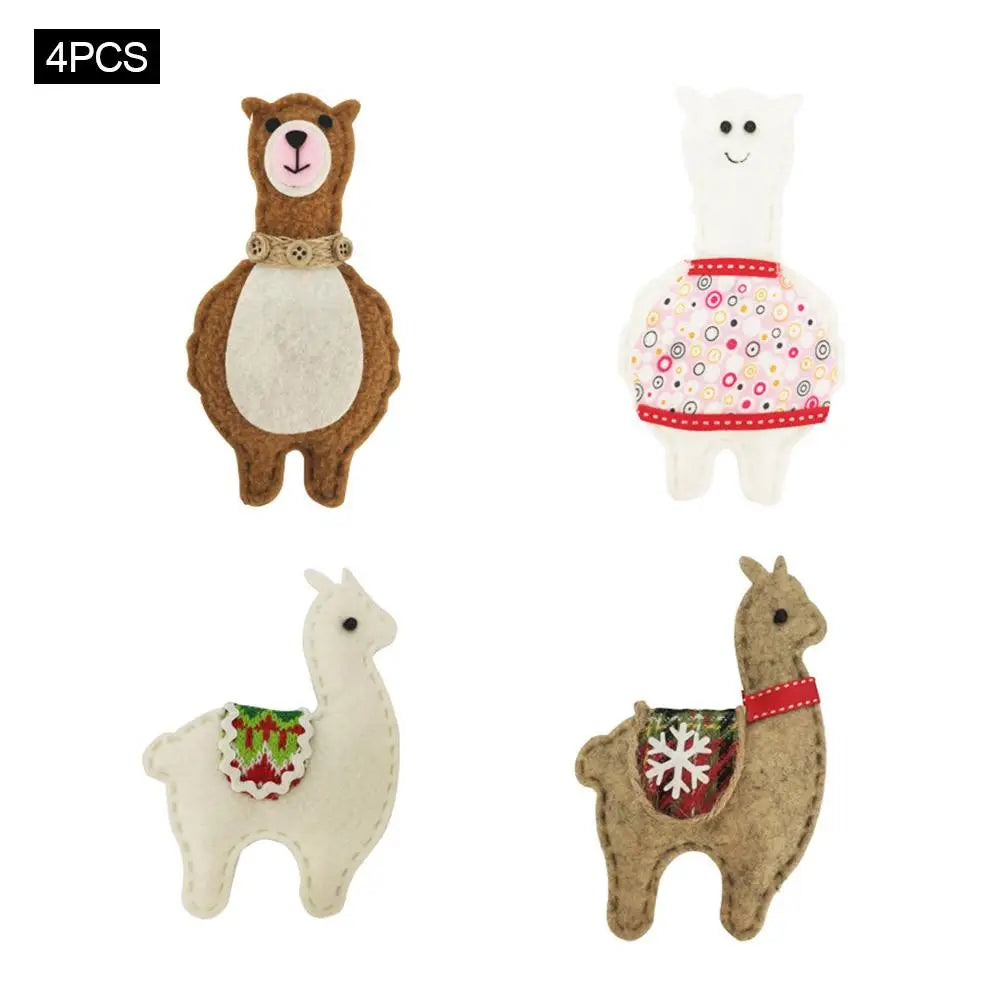 Felt Christmas Alpaca Ornament Set of 4