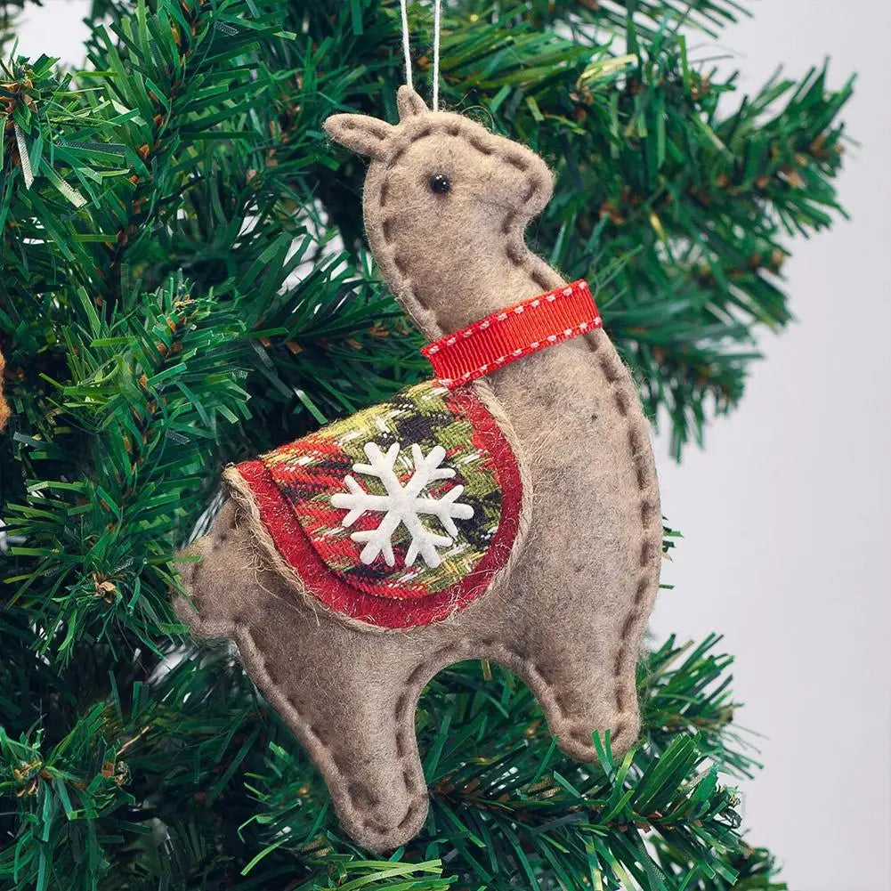 Felt Christmas Alpaca Ornament Set of 4
