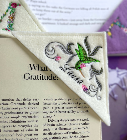 Hummingbird Personalized Corner Bookmark