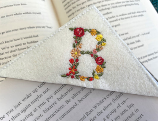 Embroidered Corner Bookmark, Personalized Bookmark, Bookish Gift, Autumn Book Mark