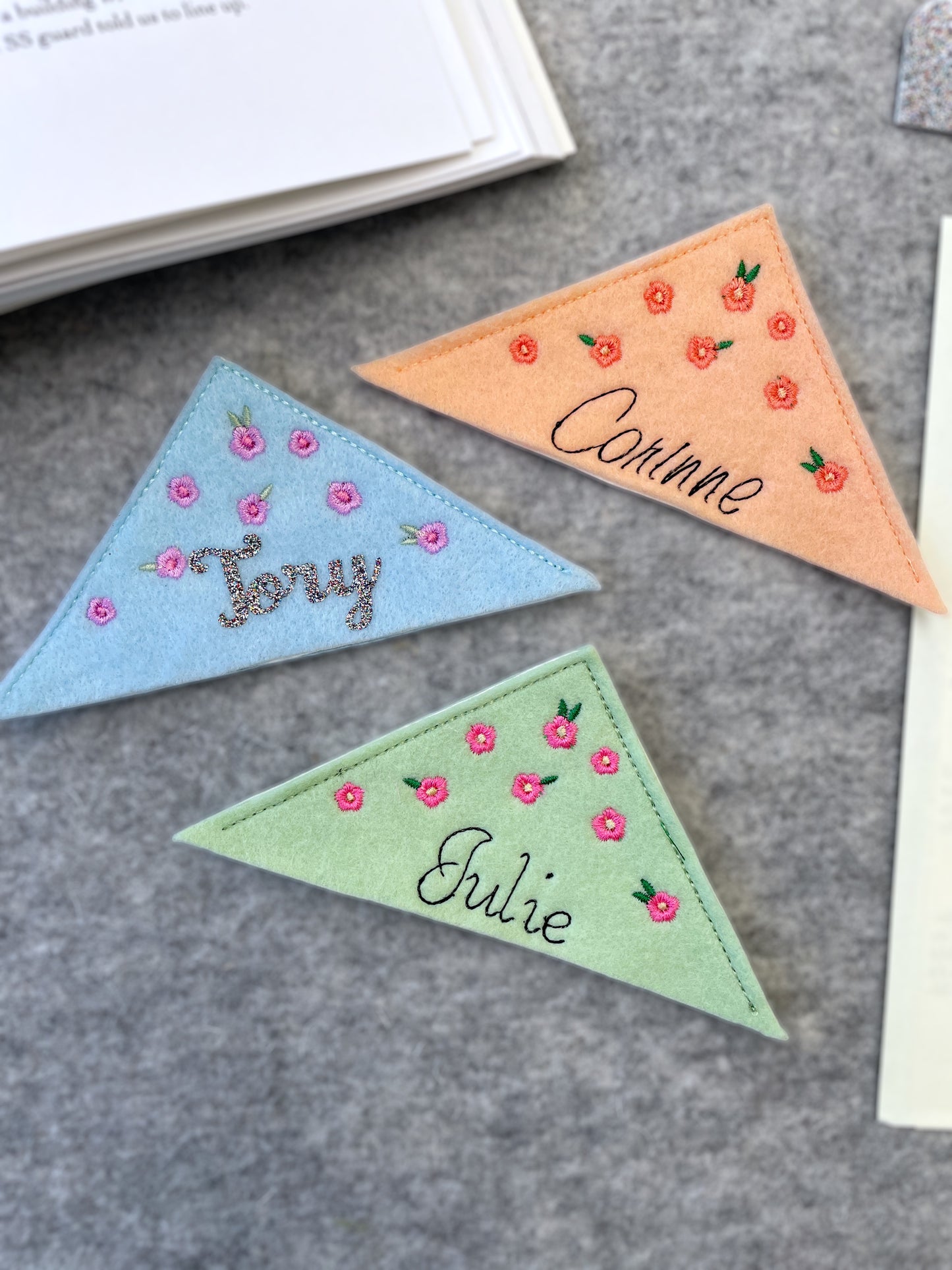 Embroidered Bookmark With Small Flowers