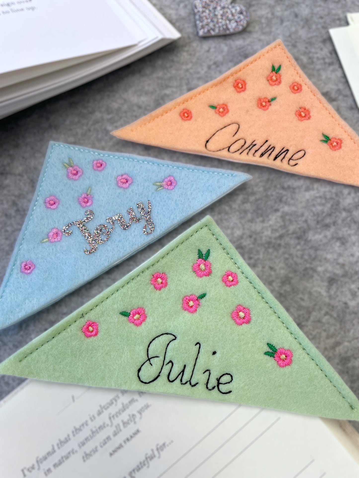 Embroidered Bookmark With Small Flowers