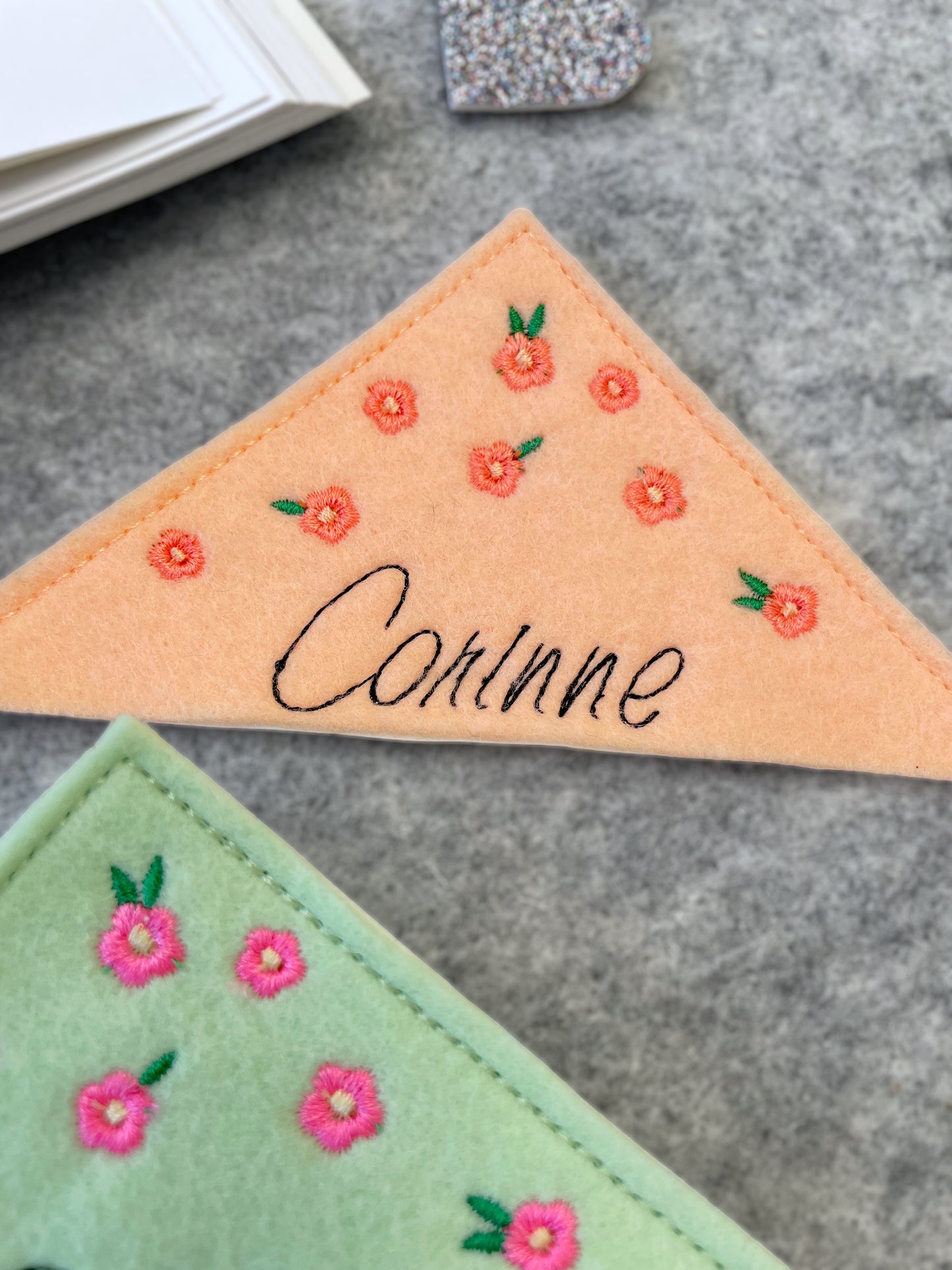 Embroidered Bookmark With Small Flowers