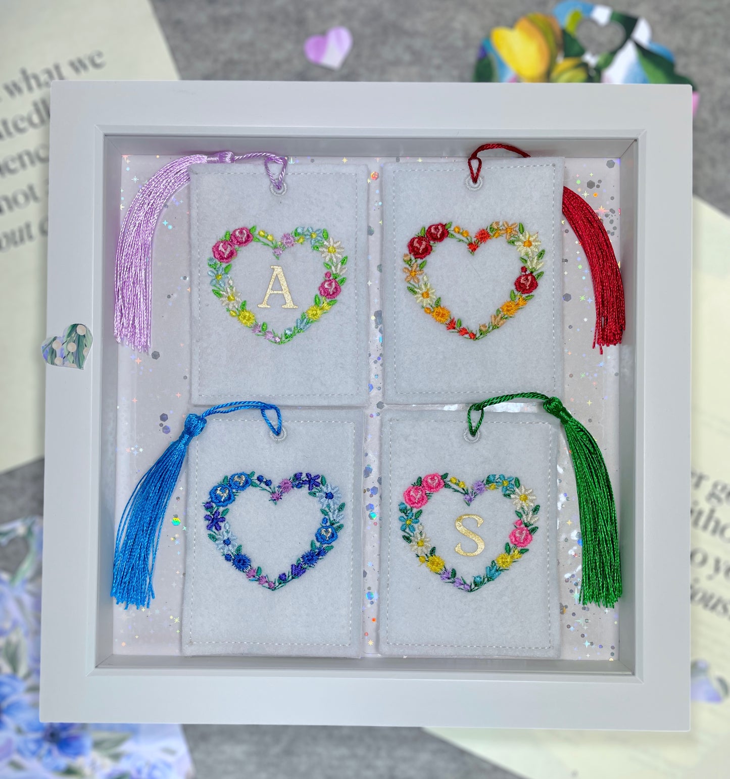 Embroidered bookmark personalized with initial