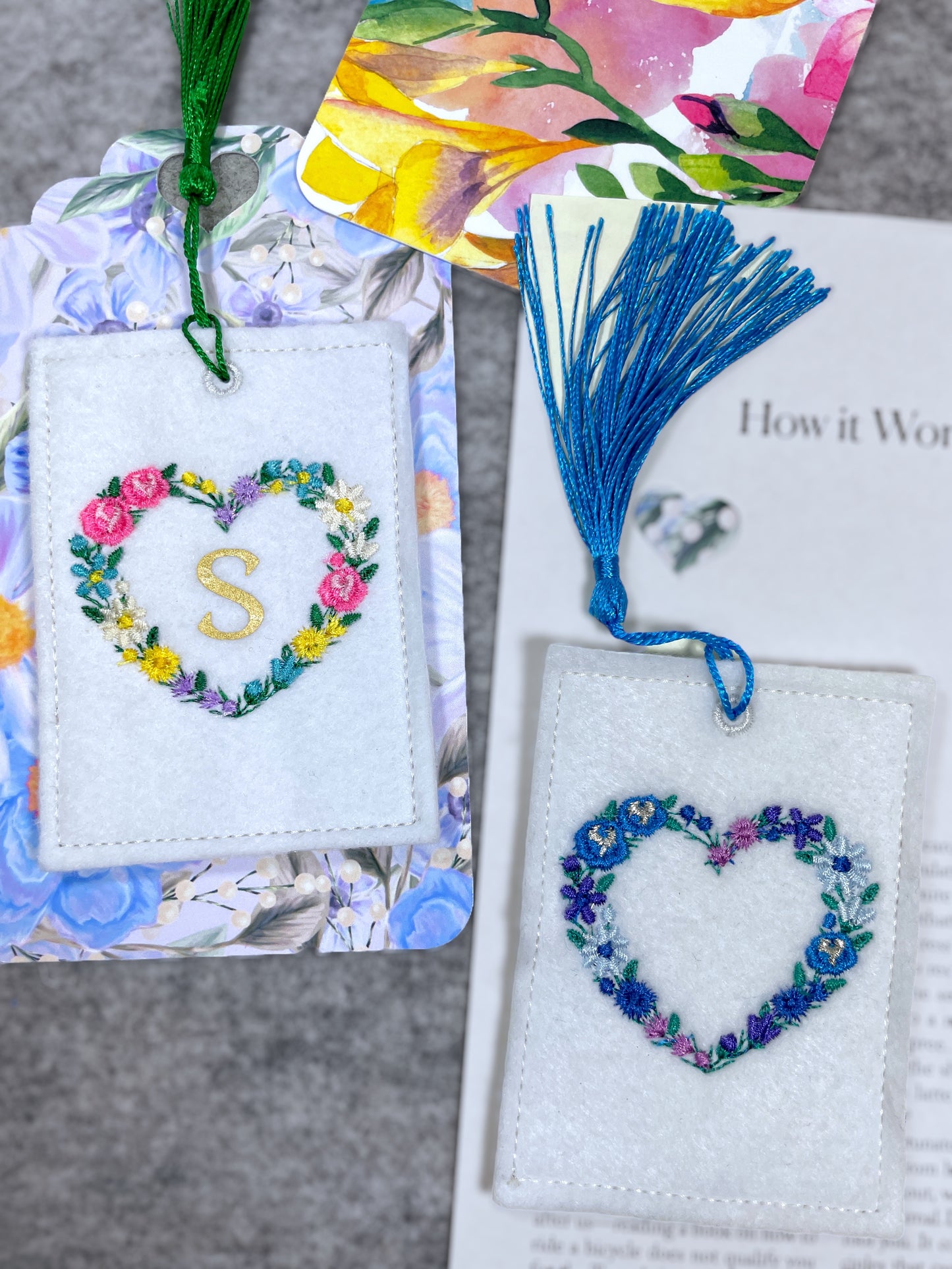 Embroidered bookmark personalized with initial