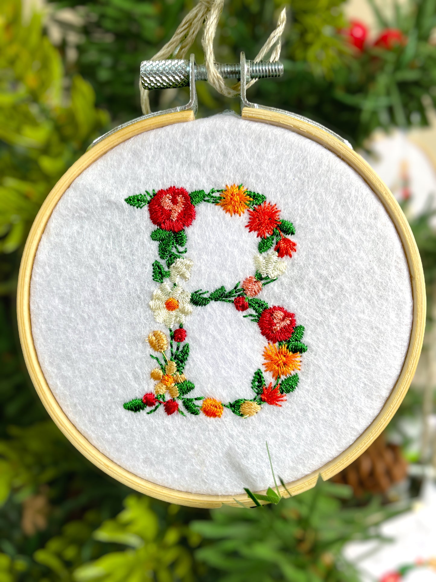 Embroidered Christmas Ornaments, Letter Ornaments
