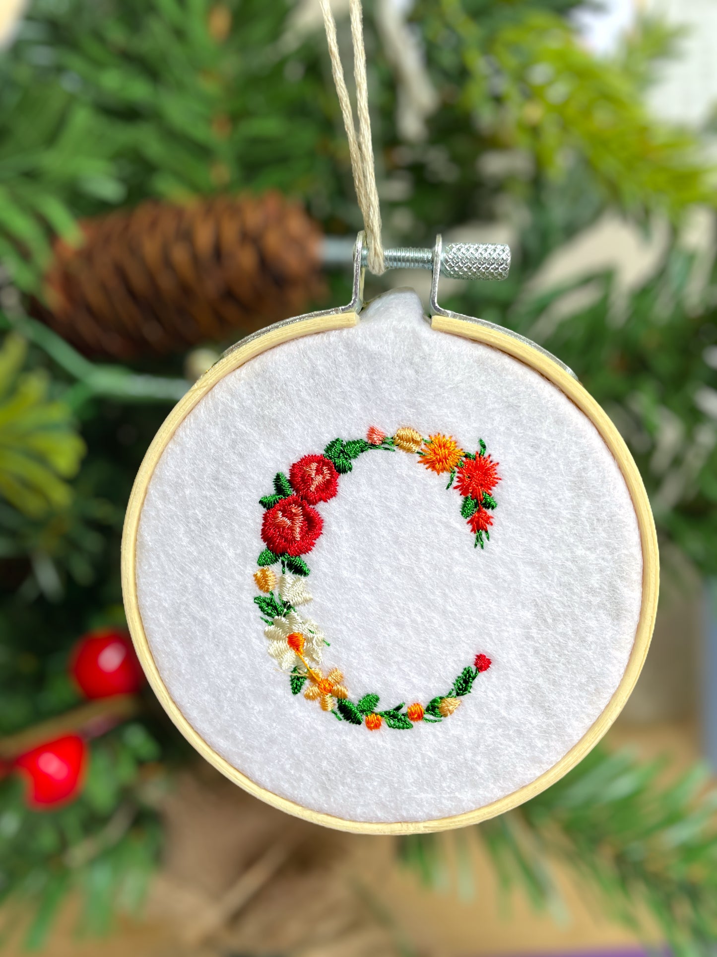 Embroidered Christmas Ornaments, Letter Ornaments