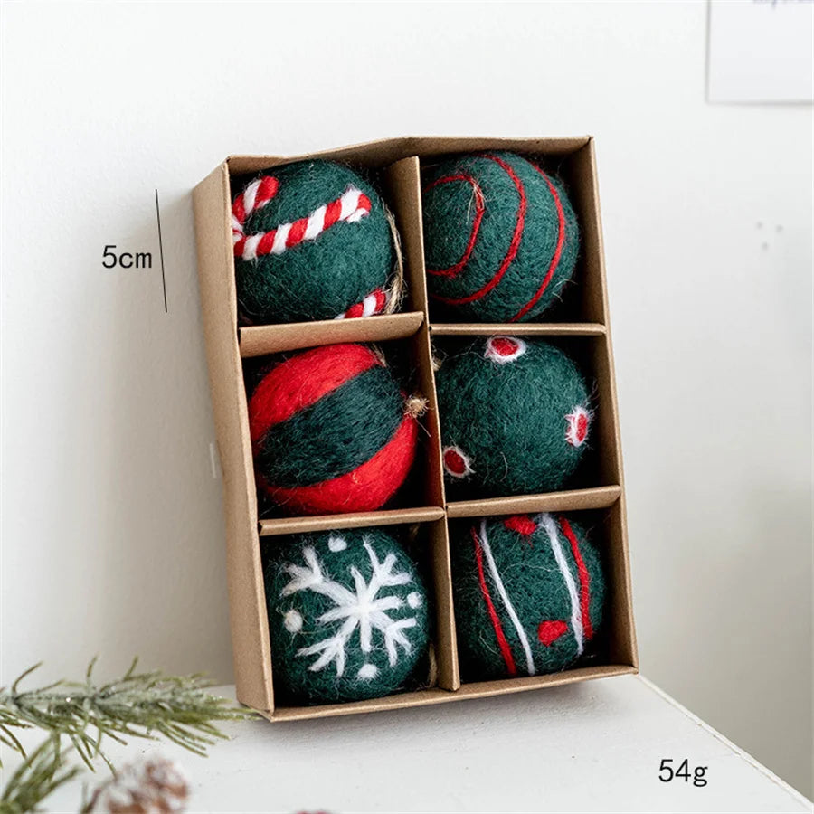 Felt Christmas Tree Ornaments Wool Balls Snowballs