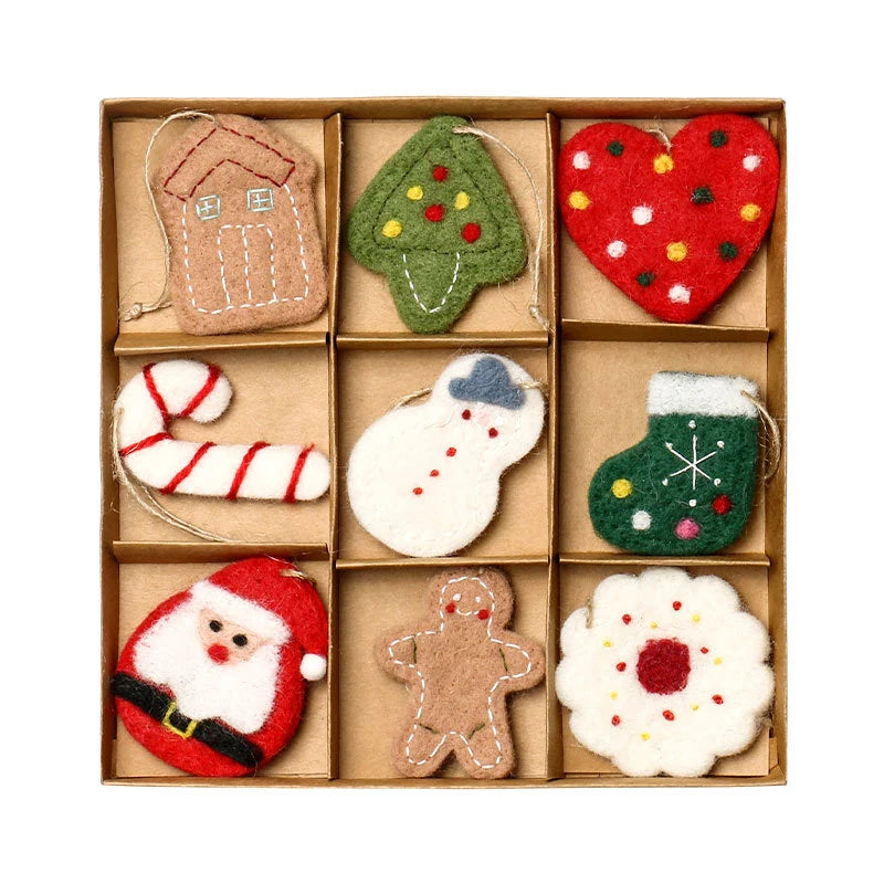 Christmas Felt Ornaments Set of 9