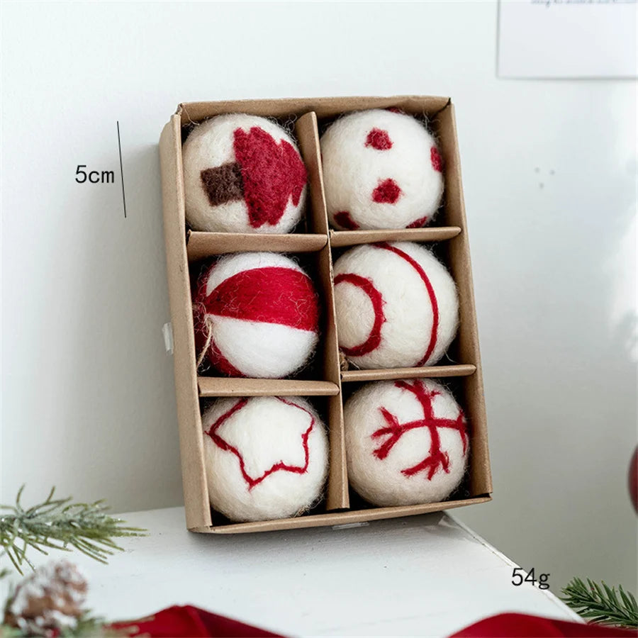 Felt Christmas Tree Ornaments Wool Balls Snowballs