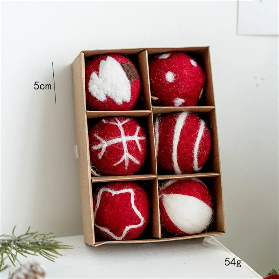 Felt Christmas Tree Ornaments Wool Balls Snowballs