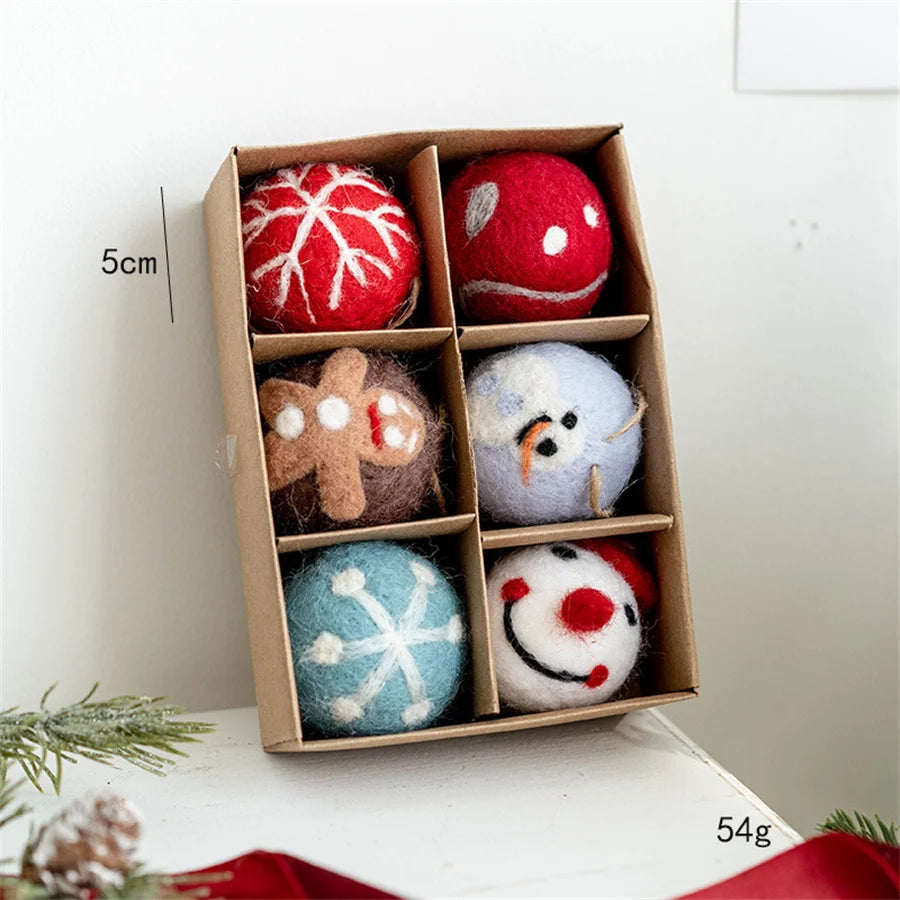 Felt Christmas Tree Ornaments Wool Balls Snowballs