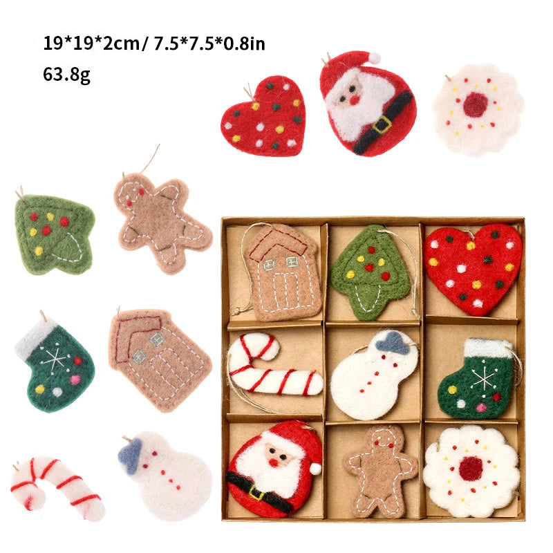 Christmas Felt Ornaments Set of 9