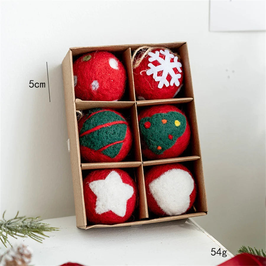 Felt Christmas Tree Ornaments Wool Balls Snowballs