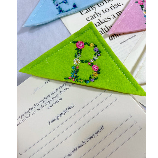 Personalized Embroidered Corner Bookmark Summer Thread Color Design