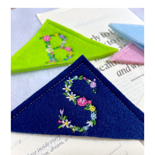 Personalized Embroidered Corner Bookmark Spring Thread Color Design