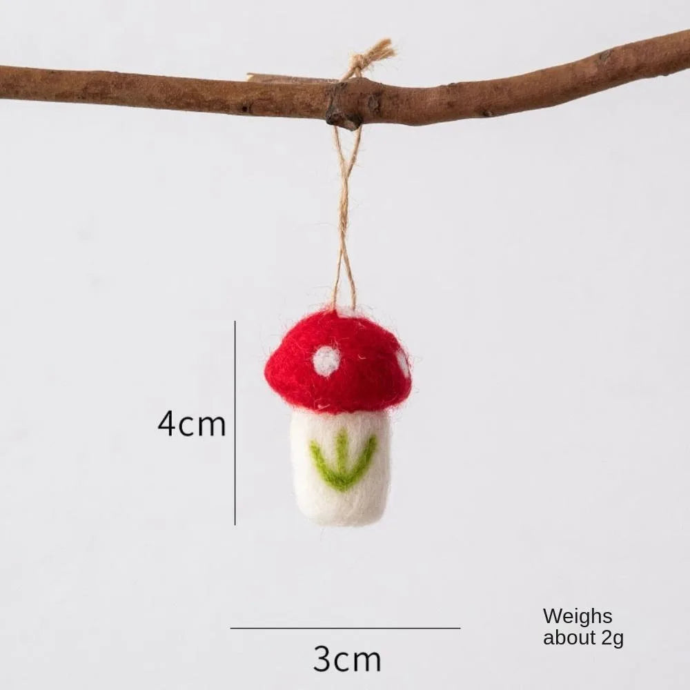 Felt Mushroom Christmas Ornaments Set of 3