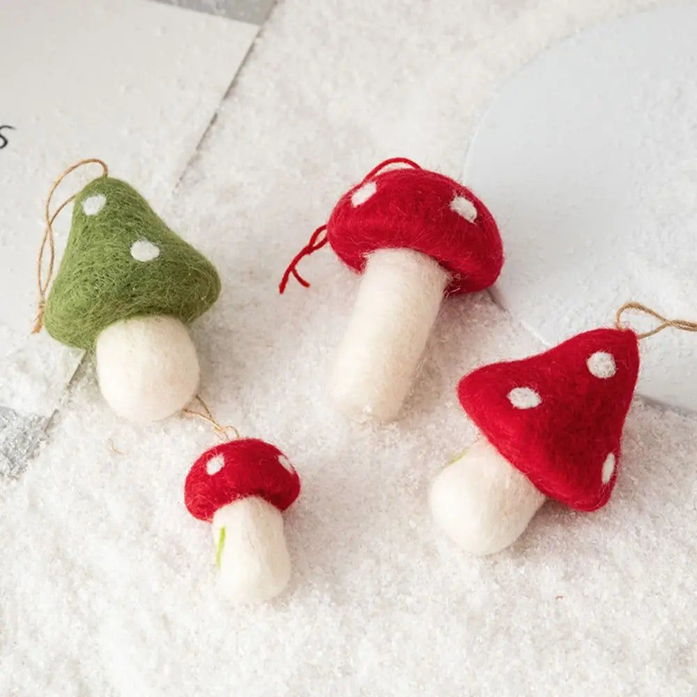 Felt Mushroom Christmas Ornaments Set of 3